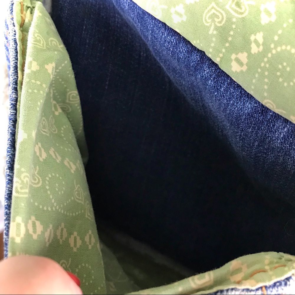 Gap 1969 Blue Denim Shearling Hobo Bag Jean Purse - Picture 11 of 14
